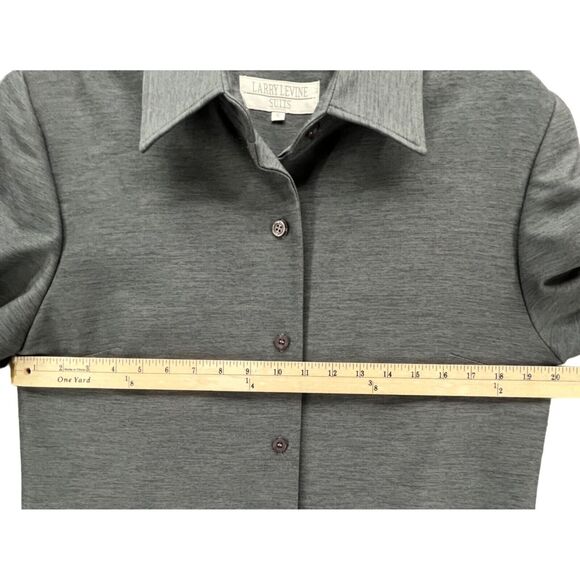 Larry Levine Suit Jacket Women 10 Gray Minimalist Career Longline Blazer Classic - Picture 7 of 15